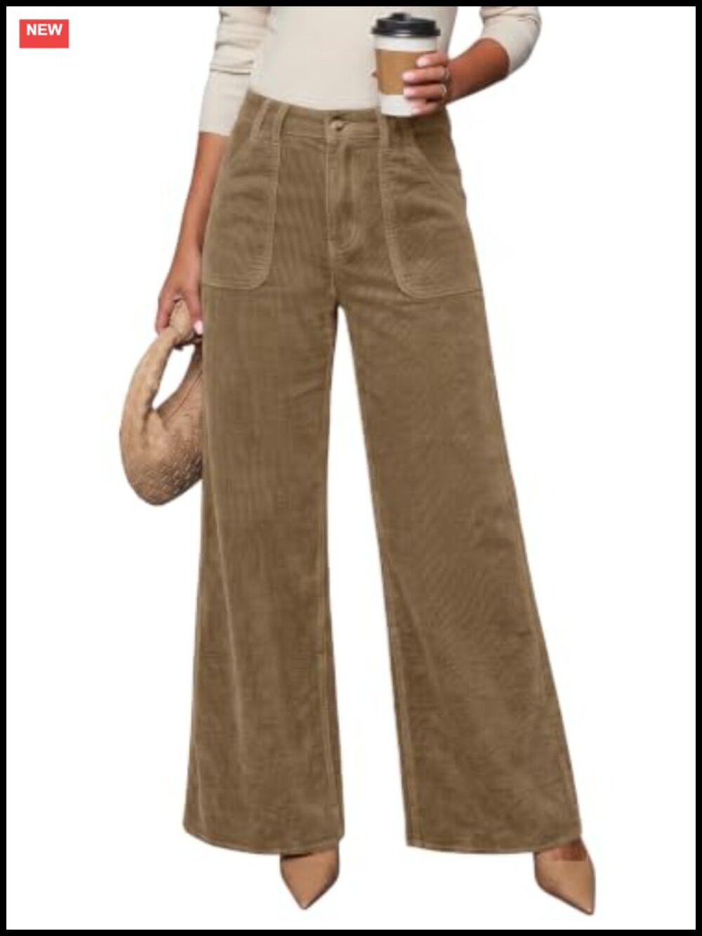 Women's Wide Leg Corduroy Pants High Waisted with Pockets